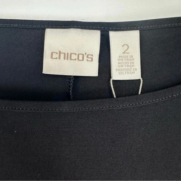 Chicos Women’s Knit Kit Pintuck Topper Size 2/12 Black Pleated Batwing Sleeve - Picture 3 of 9